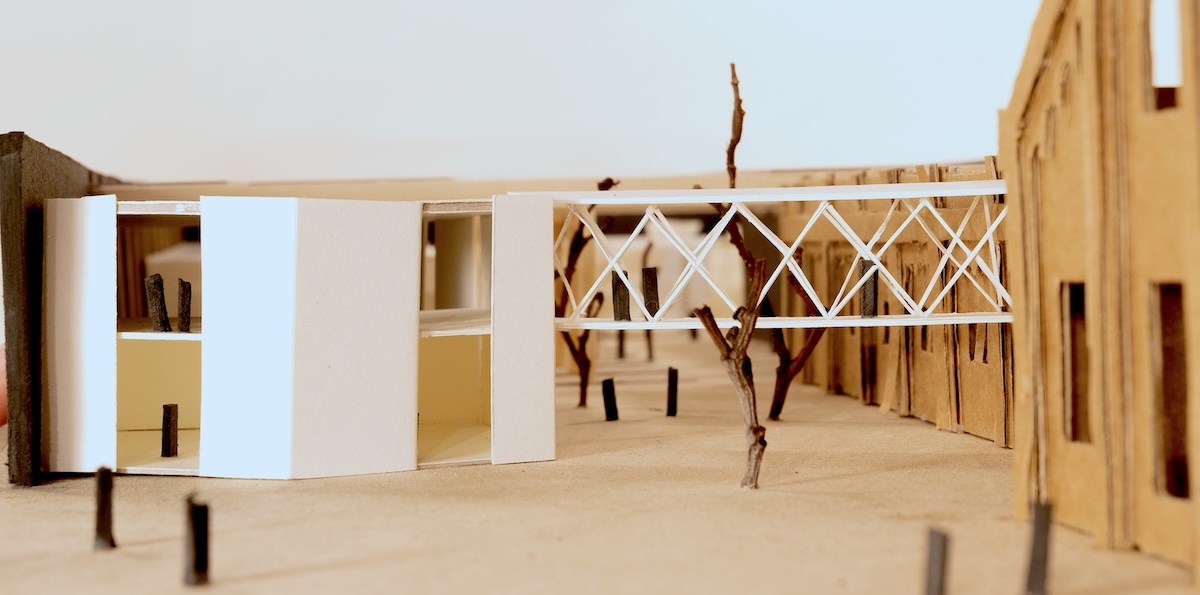 An architectural model of the new museum's exterior.